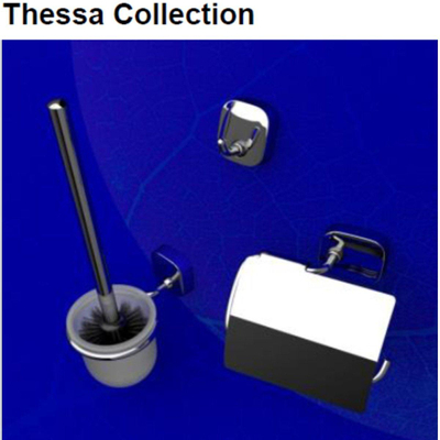 Geesa Thessa Set WC complet avec porte papier WC avec couvercle brosse WC avec crochet et brosse noir supplémentaire chrome