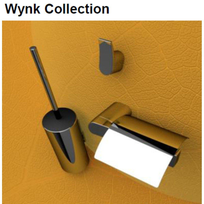 Geesa Wynk Set d'accessoires WC - Brosse de WC avec support - Porte-rouleau de toilette avec couvercle - Crochet à serviette - Chrome