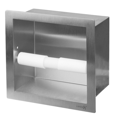 Looox Closed Porte-papier toilette encastrable carré inox brossé
