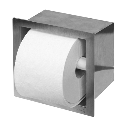 Looox Closed Porte-papier toilette encastrable carré inox brossé