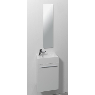 INK Contra Lave-mains - 40x22x12cm - lavabo à droite - 1 trou de robinet - polystone blanc brillant