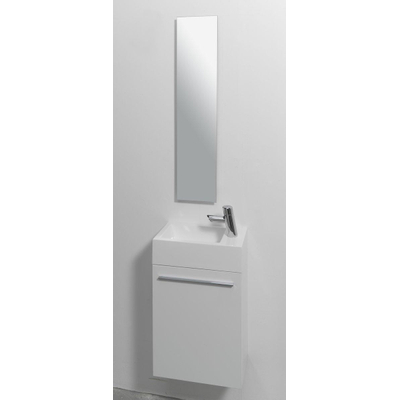 INK Contra lave-mains 40x22x10cm lavabo à droite 1 trou de robinet polystone blanc brillant