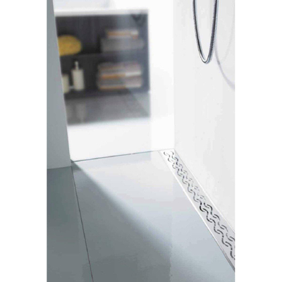 Aco Showerdrain e +drain de douche bas en acier inoxydable avec bride murale et membrane étanche 800mm (excl. grille) avec accessoires de montage réglables en hauteur