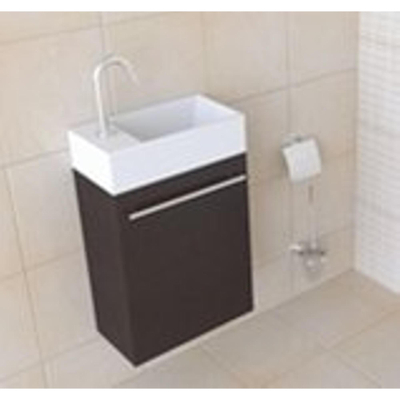 INK Contra lave-mains 40x22x10cm lavabo à droite 1 trou de robinet polystone blanc brillant