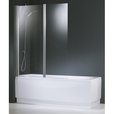 Novellini Aurora paroi de baignoire pliante 2 volets 120x150cm profil blanc et verre transparent