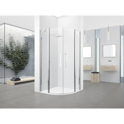 Novellini Young 2.0 R2 cabine de douche quart de rond avec portes pivotantes et segments fixes 87.5/89.5x200cm matchroom/transparent