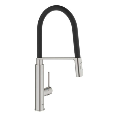 Grohe Concetto Keukenkraan - uittrekbare uitloop - 2 straalsoorten - met profesionele handdouche - Brushed Supersteel (RVS)