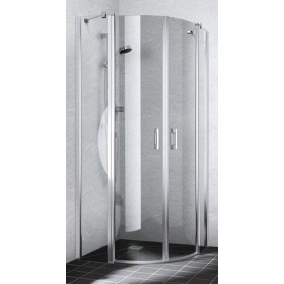 Kermi liga cabine de douche quart de rond avec porte à segment fixe 90x200cm argent mat/clair