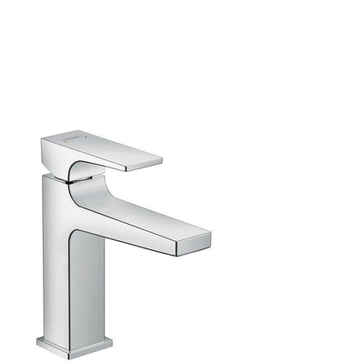 Hansgrohe Metropol 110 wastafelkraan - 18.4cm hoog - push open waste - voorsprong 13.5cm - hoogglans chroom
