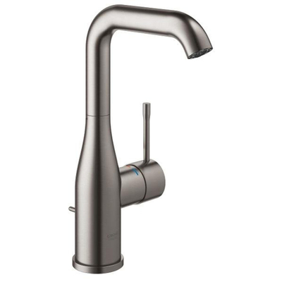 GROHE Essence New Mitigeur de lavabo Sur plage - bec 12,7 cm - taille L - bec haut orientable - garniture de vidage - EcoJoy - hard graphite brossé