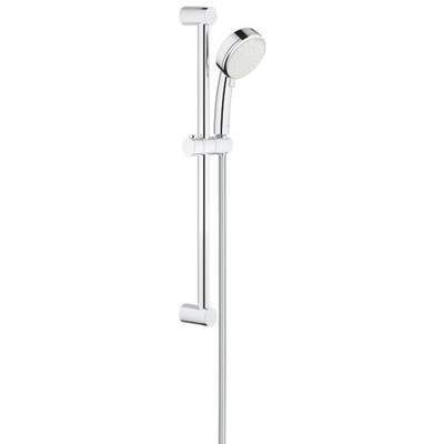 GROHE New Tempesta Cosmopolitan 100 Ensemble barre de douche - 60cm - douchette à main ronde - 2 jets - flexible de douche lisse - chrome/blanc