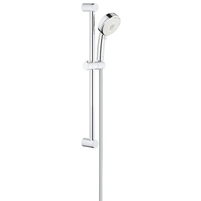 GROHE New Tempesta Cosmopolitan 100 Ensemble de douche - 60cm - douchette ronde - 4 types de jet - flexible de douche lisse - chrome/blanc