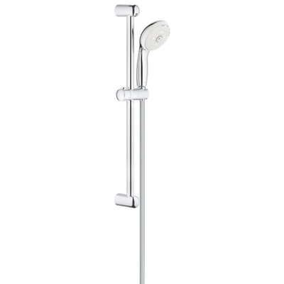 GROHE New Tempesta 100 Ensemble barre de douche - 60cm - douchette ronde - 4 types de jets - flexible de douche lisse - chrome/blanc