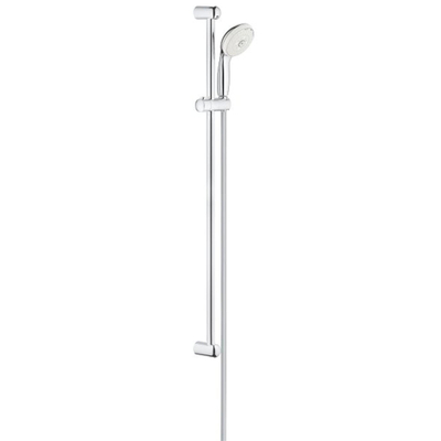 GROHE New Tempesta 100 Ensemble de douche - 90cm - douchette ronde - 3 types de jet - flexible de douche lisse - chrome/blanc