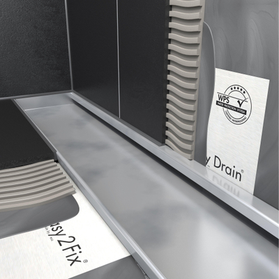 Easy Drain Multi Wall élément encastré inox sans grille garde d'eau 30/35/50mm 80cm profondeur d'encastrement 110mm avec sortie latérale