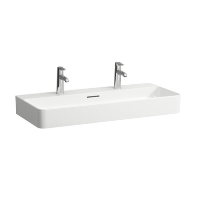 Laufen VAL lavabo-meuble 42x95x11.5cm 2 trous de robinet avec trop-plein SaphirKeramik blanc
