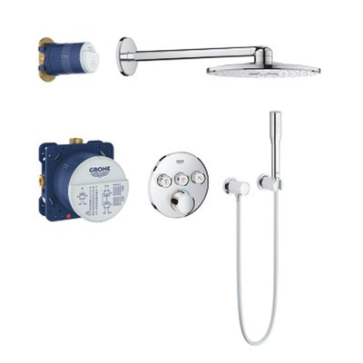 Grohe SmartControl inbouw regendoucheset – thermostatisch – Ø31 cm ronde hoofddouche – 3-standen staafhanddouche – chroom