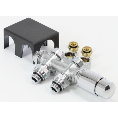 Royal Plaza bloc de raccordement universel avec bouton thermostatique cache gris chrome