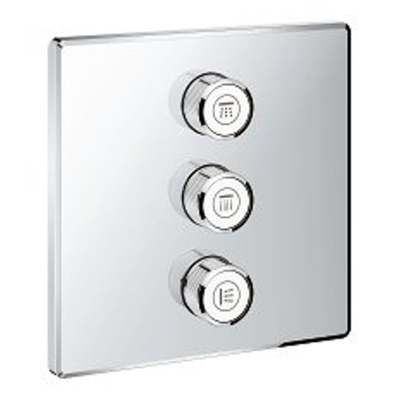 Grohe SmartControl partie extérieure de robinet d'arrêt - 3 boutons - adaptée à 3 fonctions - carrée - chrome