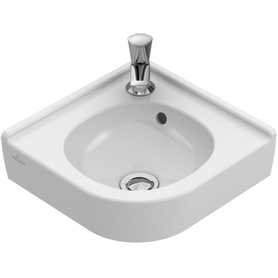 Villeroy & Boch O.novo hoekfontein - 32x32cm - met kraangat - zonder overloop - White Alpine (glans wit)