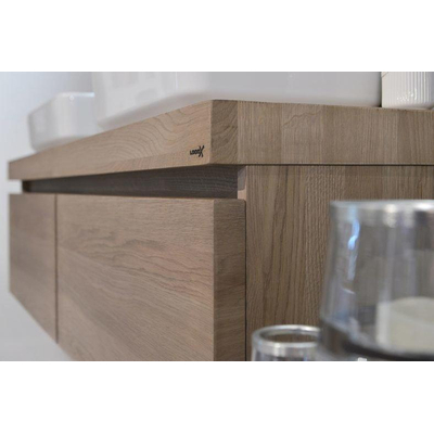 Looox Wood collection Wooden Drawer BoX armoire à tiroirs avec 1 tiroir 120x45x46cm avec softclose chêne old grey