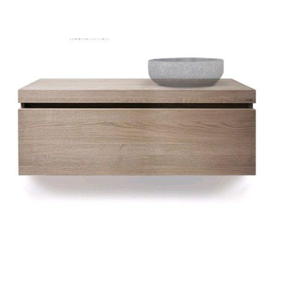 Looox Wood collection Wooden Drawer BoX ladenkast met 1 lade 120x45x46cm met softclose eiken old grey