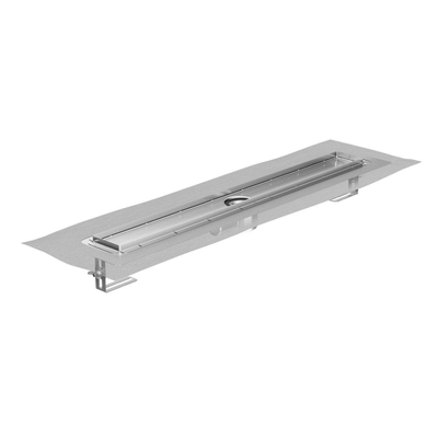 Aco ShowerDrain E+ caniveau de douche en inox bas avec flasque de sol et membrane étanche 1200mm (hors grille) avec support de montage réglable en hauteur