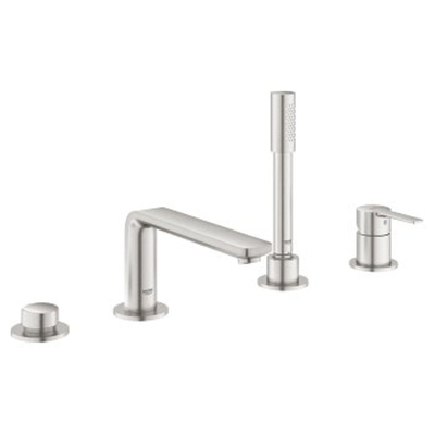 GROHE Lineare New élément apparent pour combinaison de bord de baignoire 4 trous avec bec de baignoire avec douchette et flexible de douche 200cm supersteel