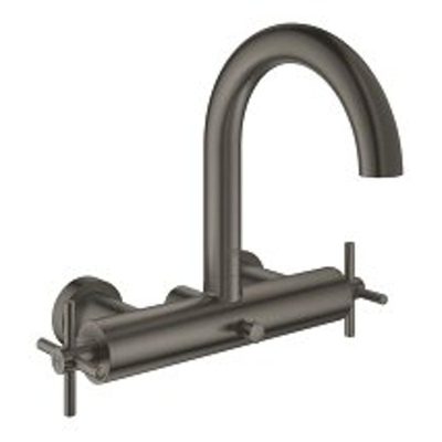 GROHE Atrio badkraan met omstel met koppelingen met kruisgrepen brushed hard graphite