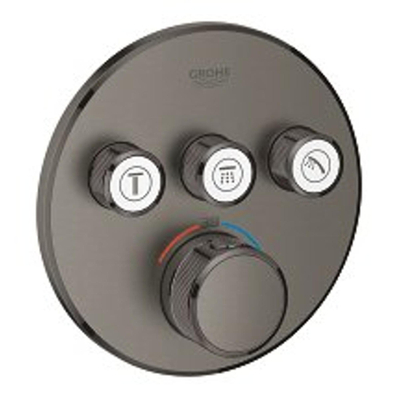 Grohe Grohtherm SmartControl Inbouwkraan - thermostatisch - met omstel voor 3 functies - rond - brushed hard graphite (antraciet)