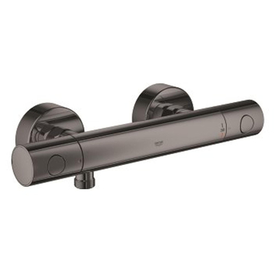 GROHE Grohtherm 1000 Cosmopolitan M Mitigeur thermostatique douche avec raccords EcoJoy et poignée de débit et bouton Eco Hard graphite brillant (anthracite)