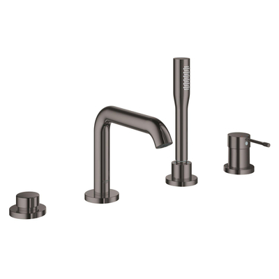 GROHE Essence New afbouwdeel voor 4-gats badrandcombinatie met omstel incl. baduitloop, handdouche en doucheslang 200cm hard graphite