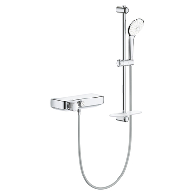GROHE Grohtherm Smartcontrol Ensemble de douche - robinet de douche thermostatique - avec ensemble de douche - 60cm - douchette ronde - 3 types de jet - flexible de douche lisse - avec porte-savon - chrome
