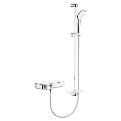 GROHE Grohtherm Smartcontrol Ensemble de douche - mitigeur thermostatique - avec ensemble de douche - 90 cm - douchette ronde - 3 types de jet - flexible de douche lisse - avec porte-savon - chrome