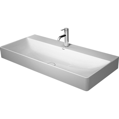 Duravit Durasquare Wastafel - zonder overloop - 1 kraangat - 100x47cm - met afvoerventiel en keramische afdekkap - wit
