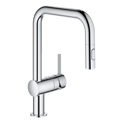 GROHE Minta Robinet de cuisine avec bec U rotatif et mousseur extractible Dual Spray chrome