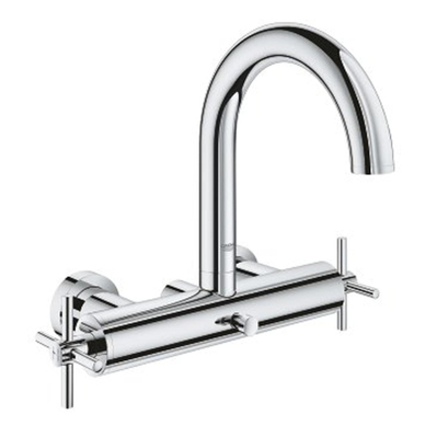 GROHE Atrio Robinet de bain mural avec inverseur, raccords et poignées croix chrome