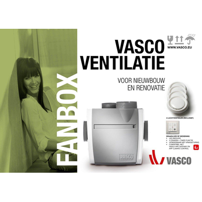 Vasco Ventilation mechanische afzuiging Fanbox C400 basic RF LE 400m3/h 200Pa