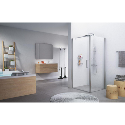 Novellini Giada porte pivotante G 84/87x195cm gauche profil chrome mat et verre clair