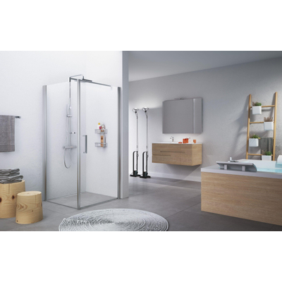 Novellini Giada porte pivotante G 90/93x195cm droite profil chrome mat et verre clair