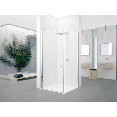 Novellini Young 2.0 FG paroi latérale 79/81x200cm pour porte pivotante G et porte pliante 2GS avec profil chromé mat et verre transparent
