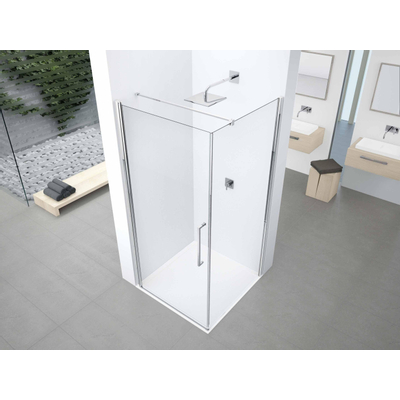 Novellini Young 2.0 FG paroi latérale 79/81x200cm pour porte pivotante G et porte pliante 2GS avec profil chromé mat et verre transparent