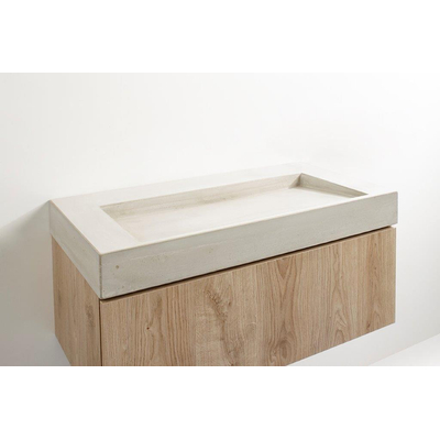 Vtwonen Cube Ensemble de meuble salle de bains 120x30cm 1 vasque sans trou de robinet Concrete Oak