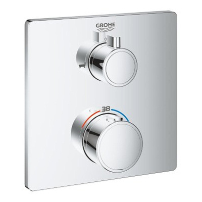 GROHE Grohtherm Partie de finition pour robinet de bain encastrable thermostatique avec inverseur douche et bec déversoir rectangulaire Chrome