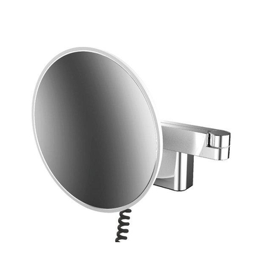 Emco Evo miroir grossissant – rond Ø 20,9 cm – Éclairage LED – grossissement 5x, cordon spiralé – Chrome