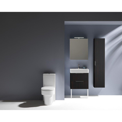 Laufen Base toiletkast 60x18.5x70cm met LED verlichting 2-zijdige spiegeldeur rechts 2 glazen legplanken en stopcontact hout/glas wit glanzend