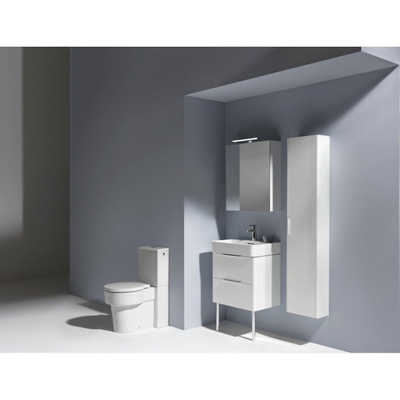 Laufen Base toiletkast 100x18.5x70cm met LED verlichting 2x 2-zijdige spiegeldeur 2 glazen legplanken en stopcontact hout/glas wit glanzend