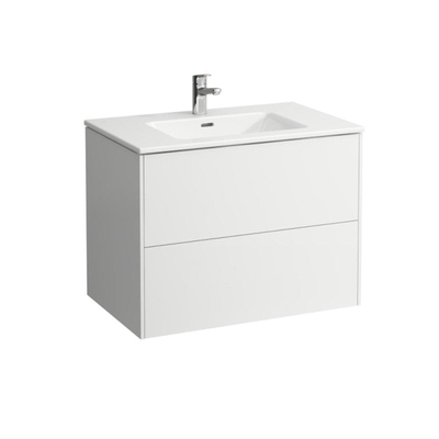 Laufen Pro s + meuble bas combinant lavabo et 2 tiroirs avec lavabo 80x61x50cm 1 trou pour robinet avec trop-plein blanc brillant