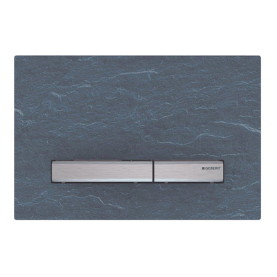 Geberit Sigma50 bedieningsplaat - 2-toets spoeling - vierkant - chroom/Schiefer - structuur leisteen mustang (grijs)