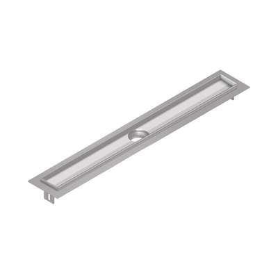Aco FlexDrain E ShowerDrain Caniveau de douche en acier inoxydable rehausse avec bride périphérique 587mm (sans grille/siphon/piège à odeurs) avec sortie verticale